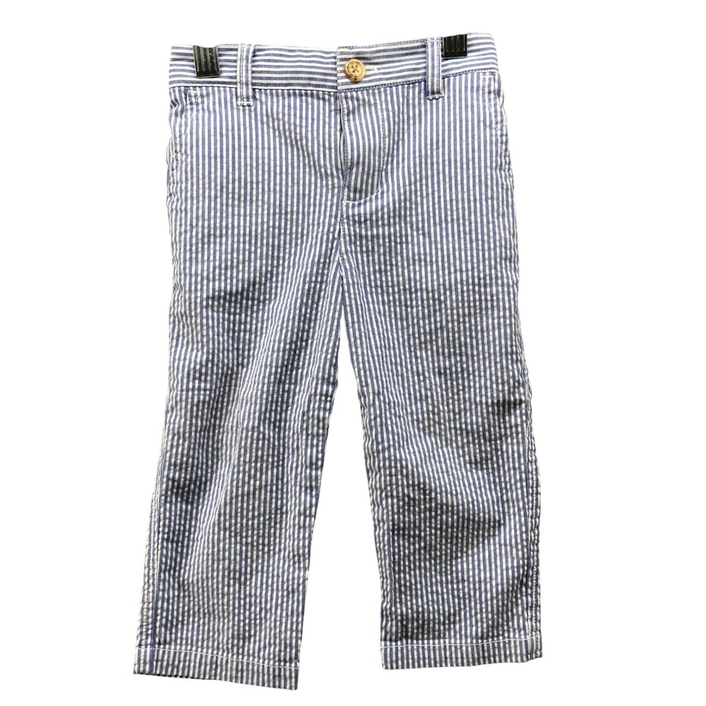 Ralph Lauren Baby Boys 18M Seersucker Dress Pants‎ Blue White Striped Trouser